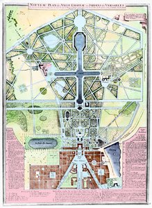 Een nieuw plan van de stad, het kasteel en de tuinen van Versailles, 1714