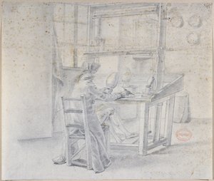 Een porseleinschilder in de Sevres fabriek, ca. 1780