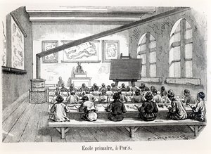 Een basisschool in Parijs, uit Almanach du Magasin Pittoresque, 1975 door French School