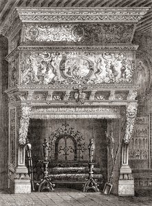 Een Renaissance open haard in het Cluny Museum, Parijs, Frankrijk, uit 