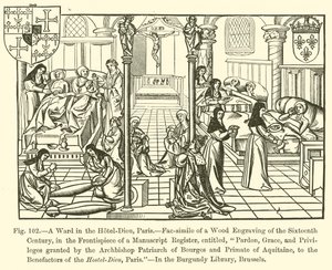 Een zaal in het Hôtel-Dieu, Parijs door French School