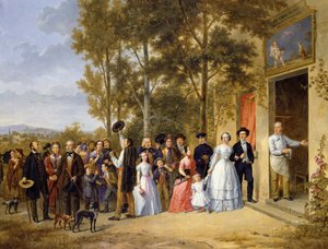 Een bruiloft bij de Coeur Volant, Louveciennes, ca. 1850 door French School