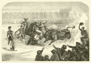 Een stierengevecht in Madrid (gravure) door French School