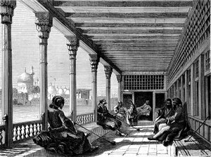 Een café aan de oevers van de Tigris, Bagdad door French School