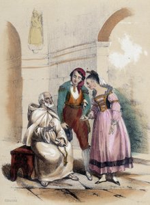 Een stel dat in de kerk trouwt; illustratie voor Spanje, in 
