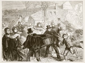 Een begrafenis tijdens het beleg, maart 1871, illustratie uit Cassells Geschiedenis van de Oorlog tussen Frankrijk en Duitsland, 1870-1871 door French School