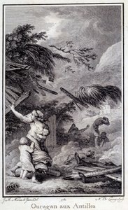 Een orkaan in de West-Indië. Gravure uit 1780