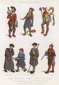 Een cipier, een minstreel, een dwaas, bourgeoisie, een bedelaar, een pelgrim en een herder door French School