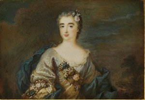 Een dame genaamd Louise-Jeanne de Durfot, hertogin van Mazarin en de Meilleraye, ca. 1750 door French School