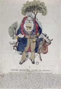 Een man beschermd tegen cholera, ca. 1831 door French School
