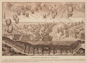 Een geplande invasie van Engeland, reproductie van Franse prent uit 1803 door French School