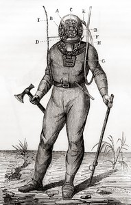 Een standaard duikpak gepatenteerd door Joseph-Martin Cabirol in 1855, uit 