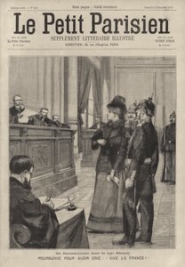 Een vrouw uit Elzas-Lotharingen voor een Duitse rechter in de rechtbank voor het roepen van "Vive la France!"