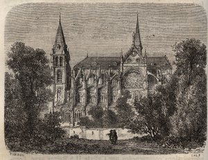 Abdij Saint-Victor van Parijs, gesticht in de 12e eeuw - gravure in 