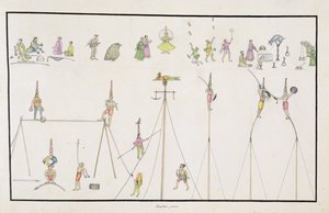 Acrobaten, Goochelaars, Imitators, Entertainers uit Het Gentil Album, gepubliceerd in 1774 door French School