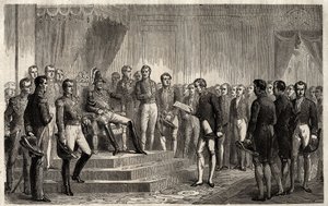 Adres van de 221 - Liberale staatsman Roy-Collard presenteert het adres van de 221 - Pierre Paul Royer-Collard leest aan de Franse koning Charles X het adres van de 221 voor om te protesteren tegen de heerschappij in 1830 - Pierre Paul Royer Collard (1763- door French School