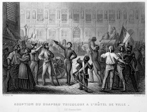 Adoptie van de driekleurige vlag in het stadhuis (27 februari) door French School