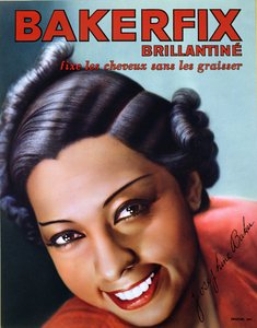 Advertentie voor Bakerfix haarbrillantine met Josephine Baker (1906-75)