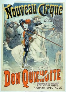 Advertentie voor Don Quixote, New Circus, paardrijden en buffoonery door French School