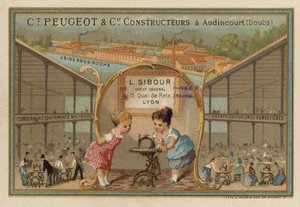 Advertentie voor Peugeot naaimachines