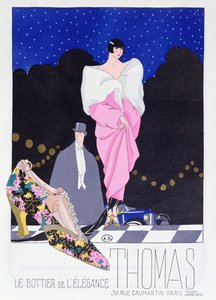 Advertentie voor de schoenmaker Thomas uit het modetijdschrift Art-Gout-Beaute, 1924 door French School