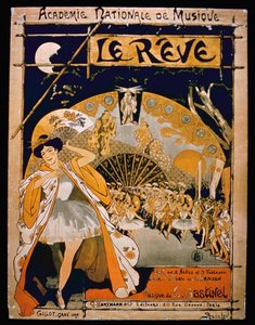 Advertentie voor de musical The Dream, in de Academie Nationale de Musique, gegraveerd door Gillot door French School