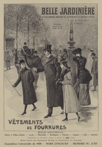 Advertenties voor bontkleding van Belle Jardiniere, Parijs door French School