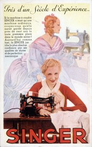 Reclamekaart voor Singer naaimachines door French School