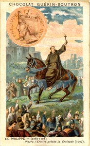 Advertentie chromolithografie van chocolades Guerin Boutron, Filips I koning van de Franken van 1060 tot 1108 Pierre l