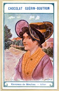 Advertentie chromolithografie van Chocolates Guerin Boutron, de hoofdtooien van de regio