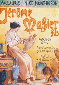 Reclamekaart voor opening van Jmf Jerome Massier Fils winkel in Mont-Baron, Frankrijk, 20e eeuw door French School