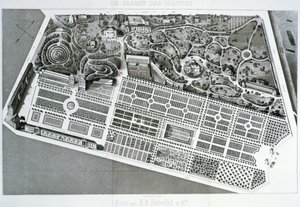 Luchtfoto van het plan van de Jardin des Plantes in Parijs, 1842