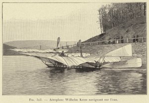 Vliegtuig Wilhelm Kress varend op het water