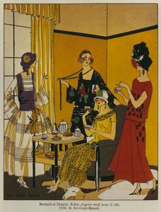 Middagjurken voor thee, modeplaat uit Art Gout Beaute magazine, 1924
