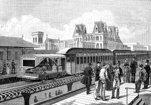 Air Metro (elektrisch) naar New York in 1885 door French School