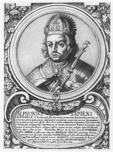 Alfonso X, de Wijze (gravure) door French School