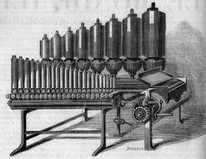 Amerikaans stoomorgel. Gravure in 