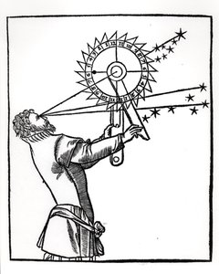 Een astrolabium, illustratie uit Cosmographia door Petrus Apianus (1495-1552), gepubliceerd in Parijs door Vivant Gualtherot, 1551 door French School