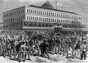 Een verkiezingsdag in New Orleans (New Orleans), Verenigde Staten (Verenigde Staten). Gravure in 
