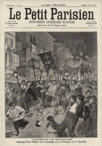 Anarchistische bomaanslag op de Corpus Christi processie die de Kerk van Santa Maria verlaat, Barcelona, Spanje door French School