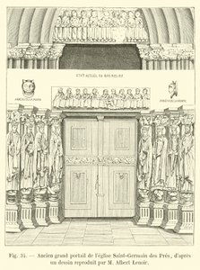 Oude grote poort van de kerk Saint-Germain des Pres, naar een tekening gereproduceerd door M Albert Lenoir door French School