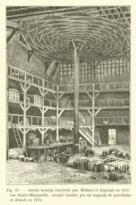Oude manege gebouwd door Molinos en Legrand in 1810, rue Sainte-Marguerite, later gebruikt als porseleinwinkel en gesloopt in 1876 door French School