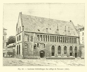Oude bibliotheek van het college van Navarre, 1860 door French School