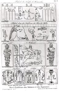 Oude Egyptische en Perzische religieuze en astronomische illustraties en symbolen door French School