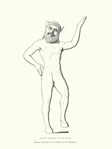 Oude Griekse bronzen figuur van een dansende sater (gravure) door French School