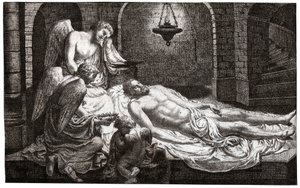 Engelen rond Jezus (gravure)