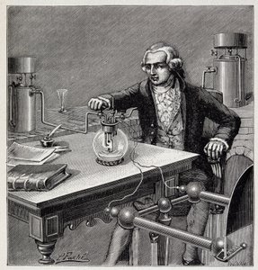 Antoine Laurent de Lavoisier (1743-1794) leidt een experiment - in 