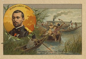 Antoine Mizon (1853-1899) aangevallen op de rivier de Niger in 1890