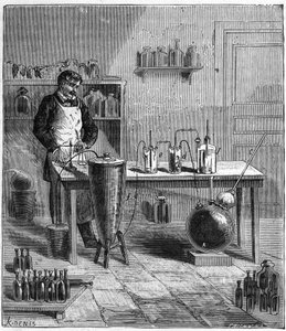Apparaat van Eugene Soubeiran (1797-1858) voor de bereiding van bakpoeder - Gravure in 