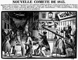 Verschijning van een komeet in Parijs in 1843 - gravure
